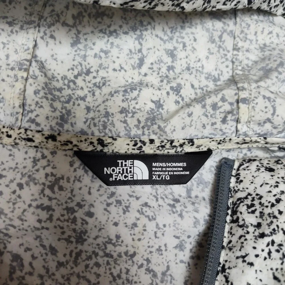 North Face Windbreaker‎ Mens XL White Flecked Hooded Full Zip Lightweight Jacket